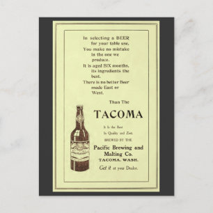 Vintage magazine ad Tacoma table beer Postcard