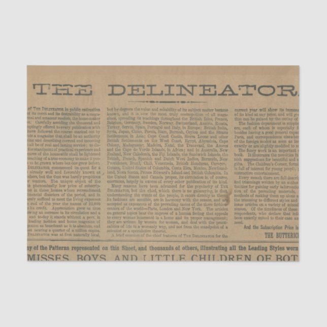 Vintage Magazine Newsprint Tissue Paper (Front)