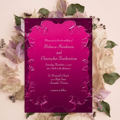 Vintage Magenta Elegance Wedding Invitation
