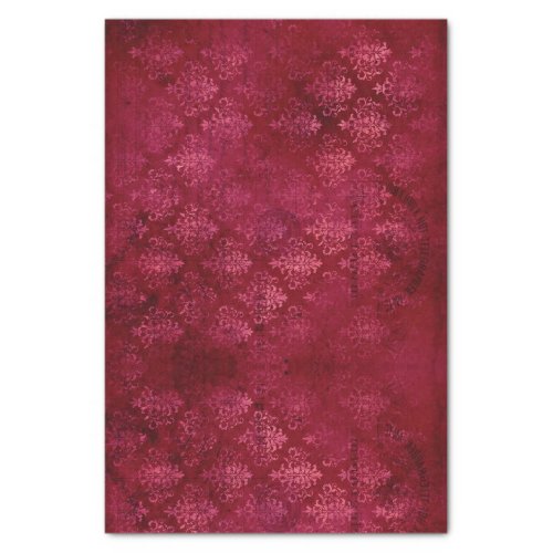 Vintage Magenta Gold Damask Grunge Texture Pattern Tissue Paper