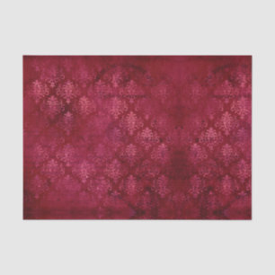 Vintage Magenta Gold Damask Grunge Texture Pattern Tissue Paper