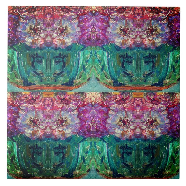 Vintage Magenta Vase Painting Abstract Ceramic Tile (Front)