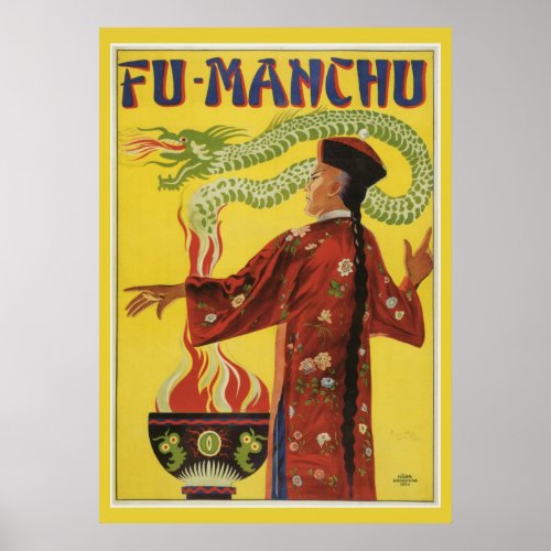 Vintage Magic Fu Manchu  Magician Poster