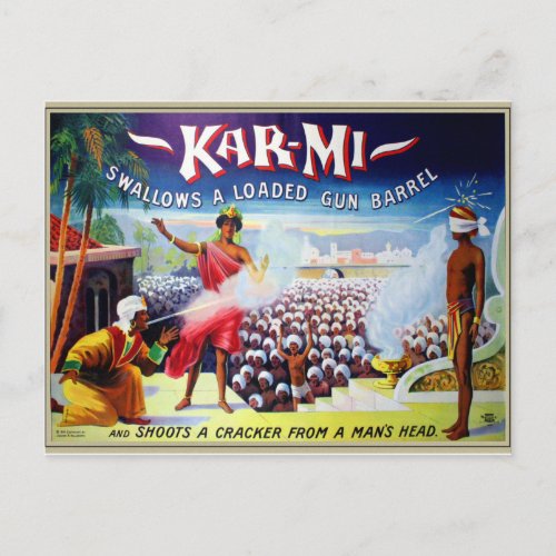 Vintage Magic Kar_Mi the Magician Postcard
