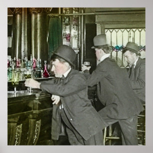 Vintage Magic Lantern Slide Life in the Saloon Poster