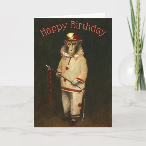Vintage Magic Monkey Birthday Card