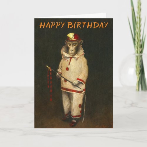 Vintage Magic Monkey Birthday Card