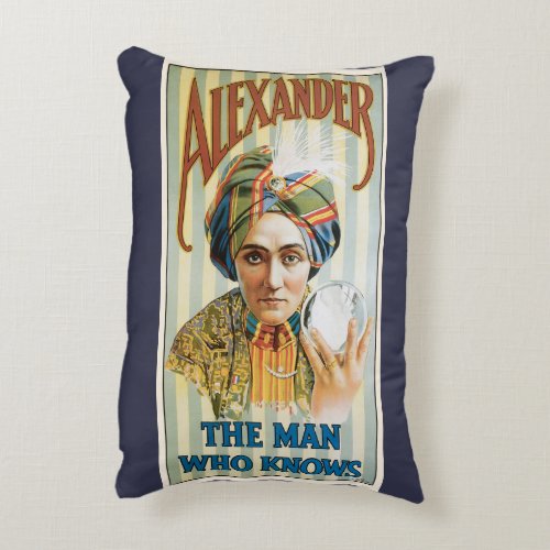 Vintage Magic Poster Alexander the Man Who Knows Accent Pillow