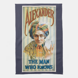 Vintage Magic Poster, Alexander, the Man Who Knows Kitchen Towel