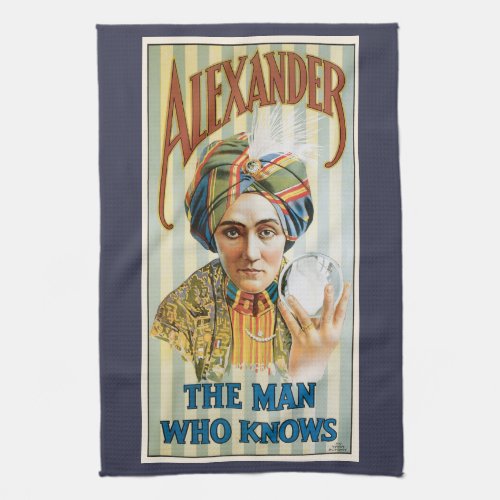 Vintage Magic Poster Alexander the Man Who Knows Kitchen Towel