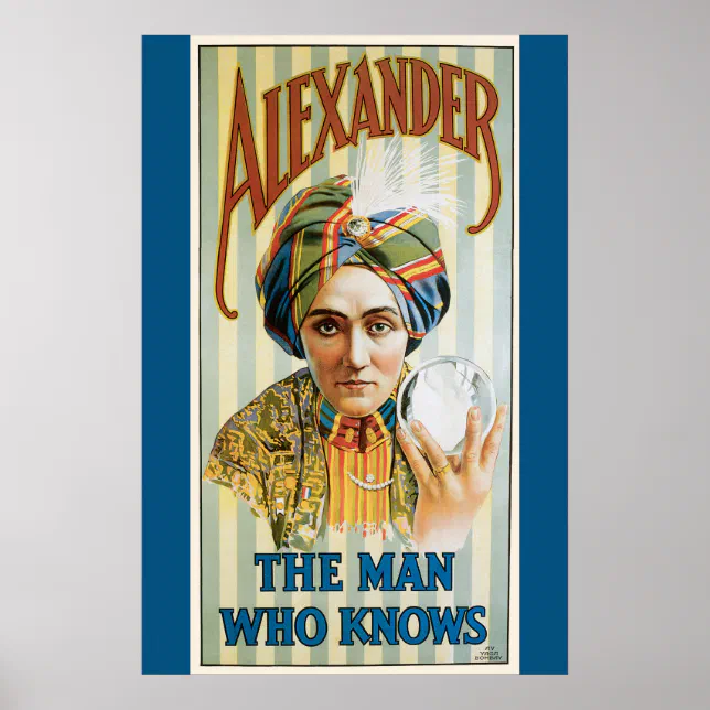 Vintage Magic Poster, Alexander, the Man Who Knows Poster | Zazzle