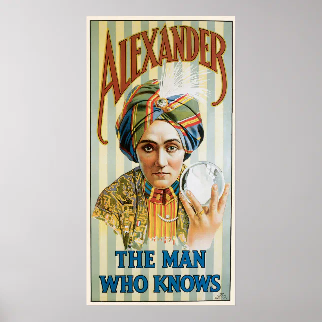 Vintage Magic Poster, Alexander, the Man Who Knows Poster | Zazzle