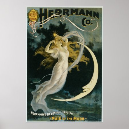 Vintage Magic Poster Art Woman And Moon