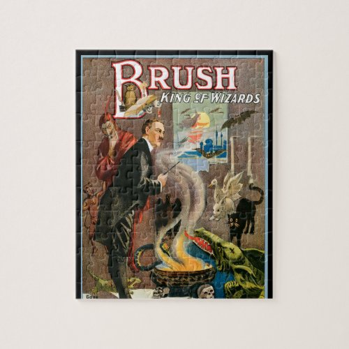 Vintage Magic Poster Brush King of Wizards Jigsaw Puzzle