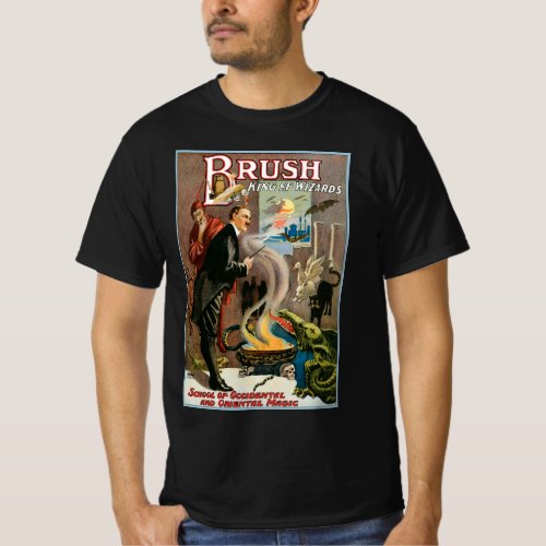 Vintage Magic Poster Brush King of Wizards T_Shirt