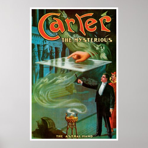 Vintage Magic Poster Carter the Mysterious Poster