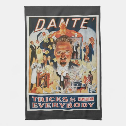 Vintage Magic Poster Dante the Magician Kitchen Towel