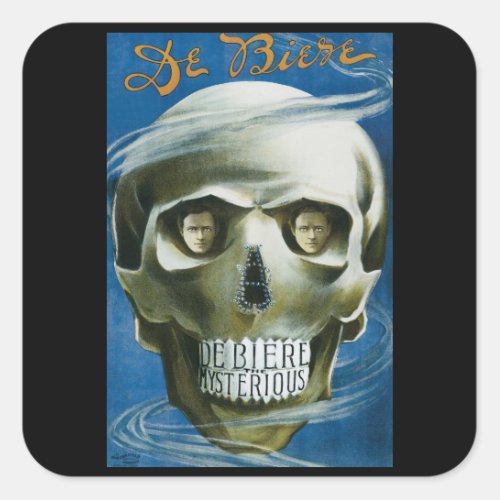 Vintage Magic Poster De Biere the Mysterious Square Sticker