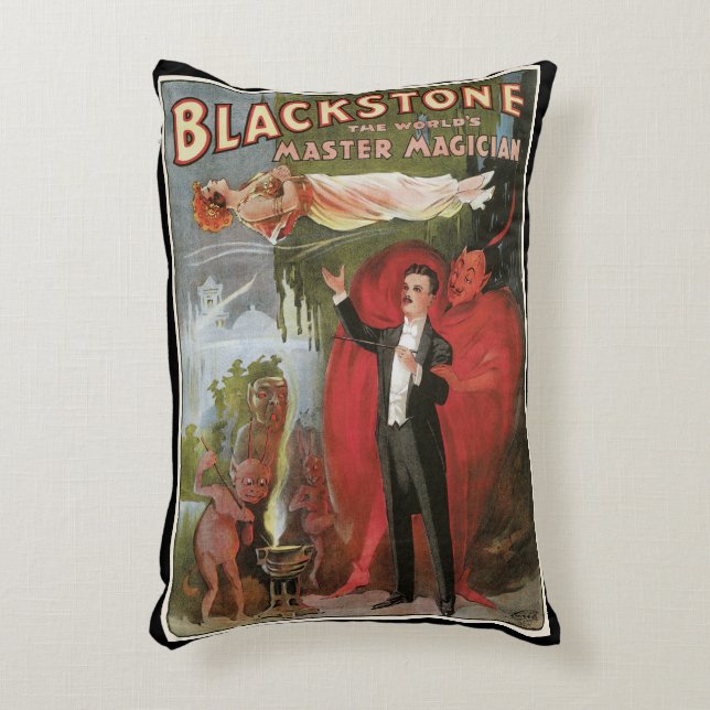 Vintage Magic Poster, Great Blackstone Magician Accent Pillow (Front(Vertical))