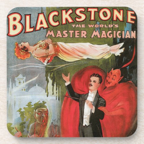Vintage Magic Poster Great Blackstone Magician Beverage Coaster