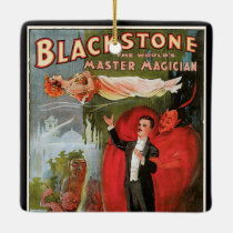 Vintage Magic Poster, Great Blackstone Magician Ceramic Ornament