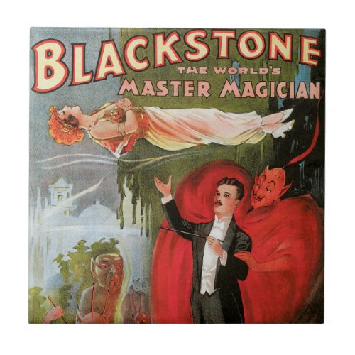 Vintage Magic Poster Great Blackstone Magician Ceramic Tile