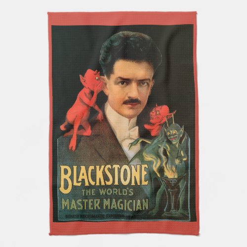 Vintage Magic Poster Great Blackstone Magician Kitchen Towel
