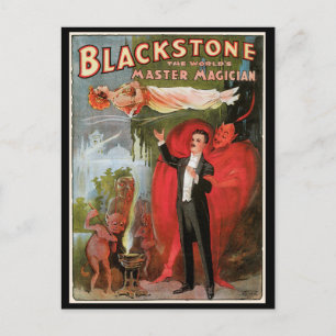 Vintage Magic Poster, Great Blackstone Magician Postcard