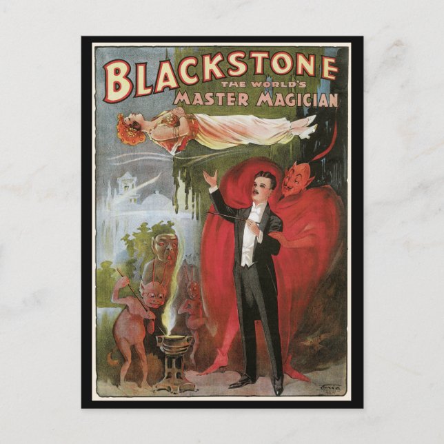 Vintage Magic Poster, Great Blackstone Magician Postcard (Front)