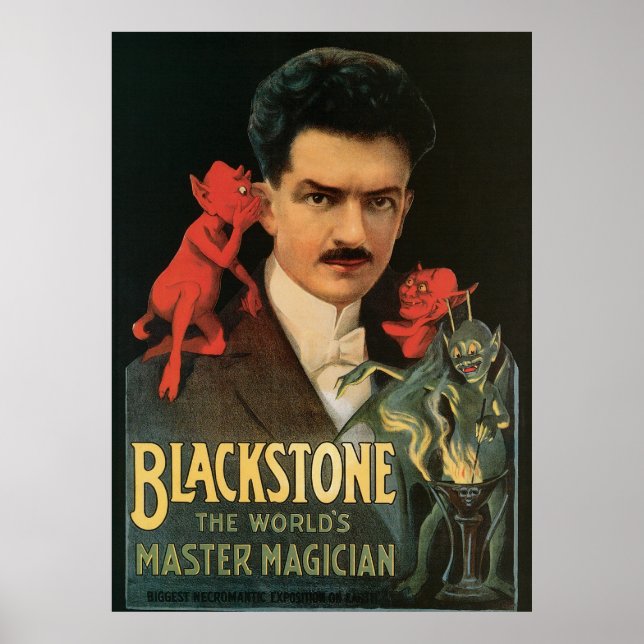 Vintage Magic Poster, Great Blackstone Magician Poster (Front)