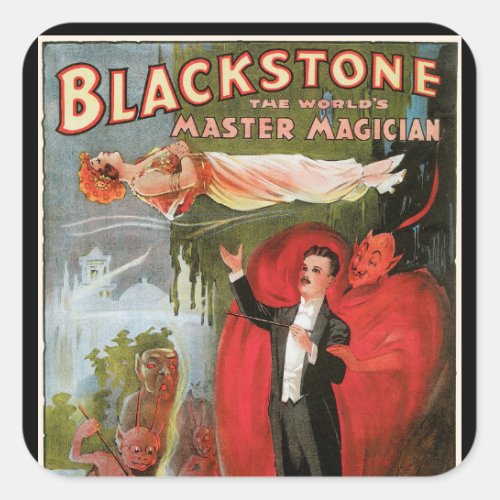 Vintage Magic Poster Great Blackstone Magician Square Sticker
