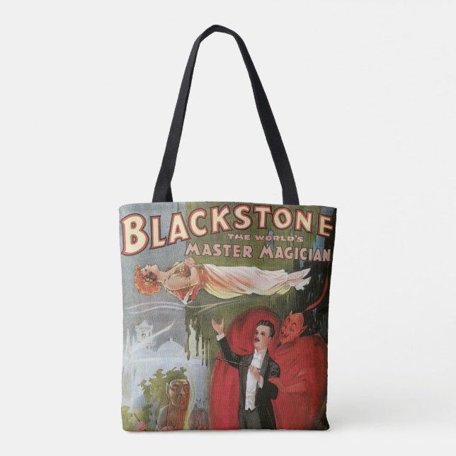Vintage Magic Poster, Great Blackstone Magician Tote Bag (Back)