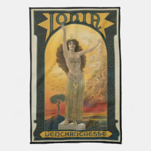 Vintage Magic Poster, Ionia L'Enchantress Kitchen Towel