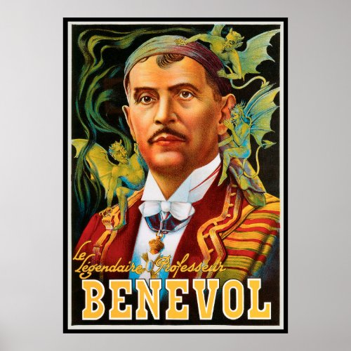 Vintage Magic Poster Legendary Professor Benevol Poster