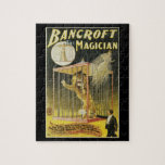 Vintage Magic Poster, Magician Bancroft and Lion Jigsaw Puzzle