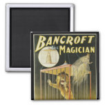 Vintage Magic Poster, Magician Bancroft and Lion Magnet