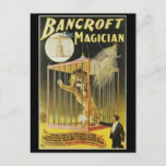 Vintage Magic Poster, Magician Bancroft and Lion Postcard