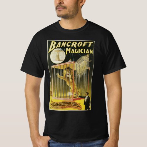 Vintage Magic Poster Magician Bancroft and Lion T_Shirt