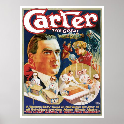Vintage Magic Poster Magician Carter the Great Poster