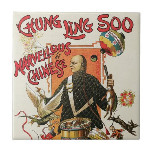 Vintage Magic Poster Magician Chung Ling Soo Tile