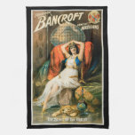 Vintage Magic Poster, Magician Frederick Bancroft Kitchen Towel