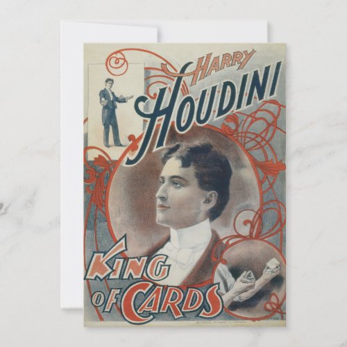 Vintage Magic Poster Magician Harry Houdini Invitation