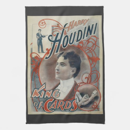 Vintage Magic Poster Magician Harry Houdini Kitchen Towel