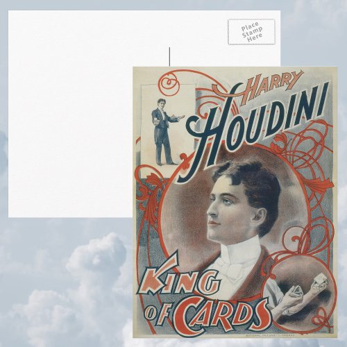 Vintage Magic Poster Magician Harry Houdini  Postcard