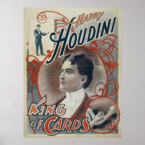 Vintage Magic Poster Magician Harry Houdini Poster