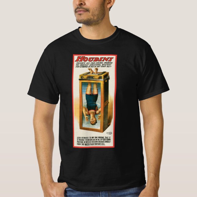 Vintage Magic Poster, Magician Harry Houdini T-Shirt (Front)