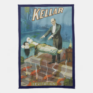 Vintage Magic Poster, Magician Harry Kellar Kitchen Towel