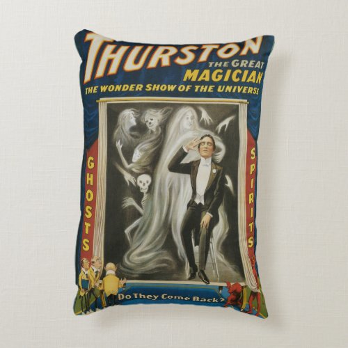 Vintage Magic Poster Thurston The Great Magician Accent Pillow