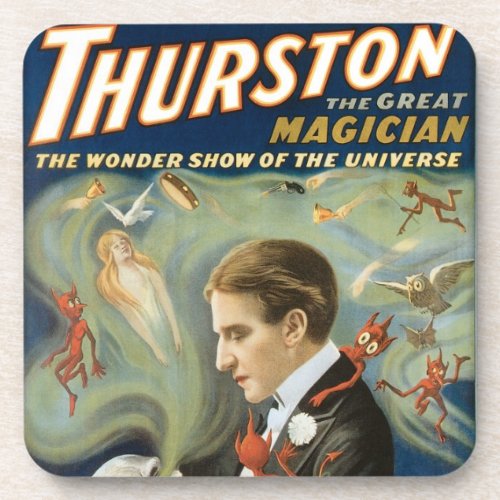 Vintage Magic Poster Thurston The Great Magician Beverage Coaster