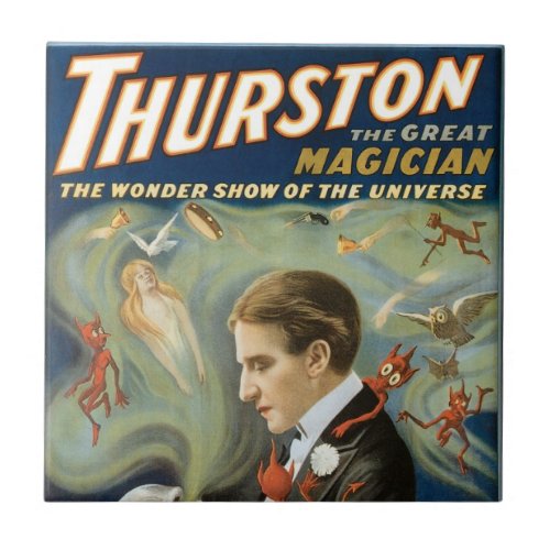 Vintage Magic Poster Thurston The Great Magician Ceramic Tile